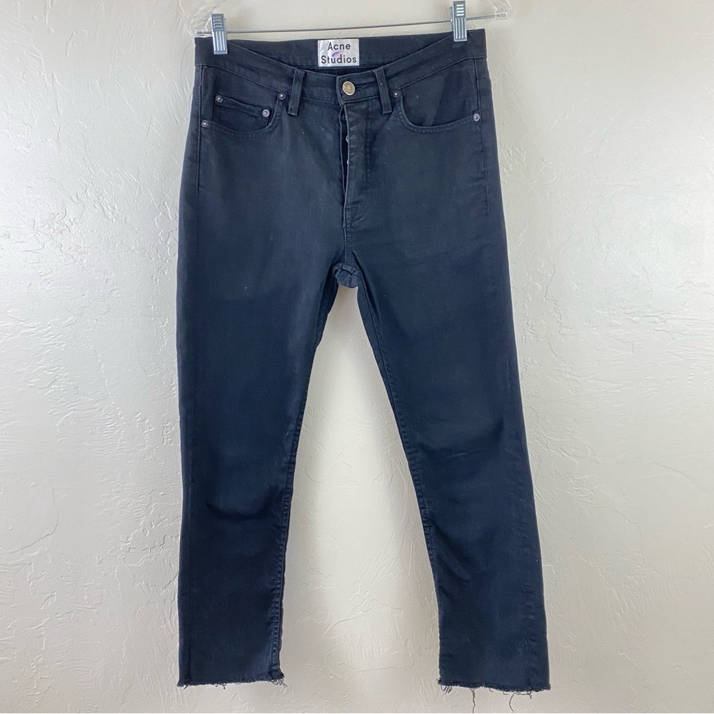 Acne Black Skinny Jeans with Raw Hem